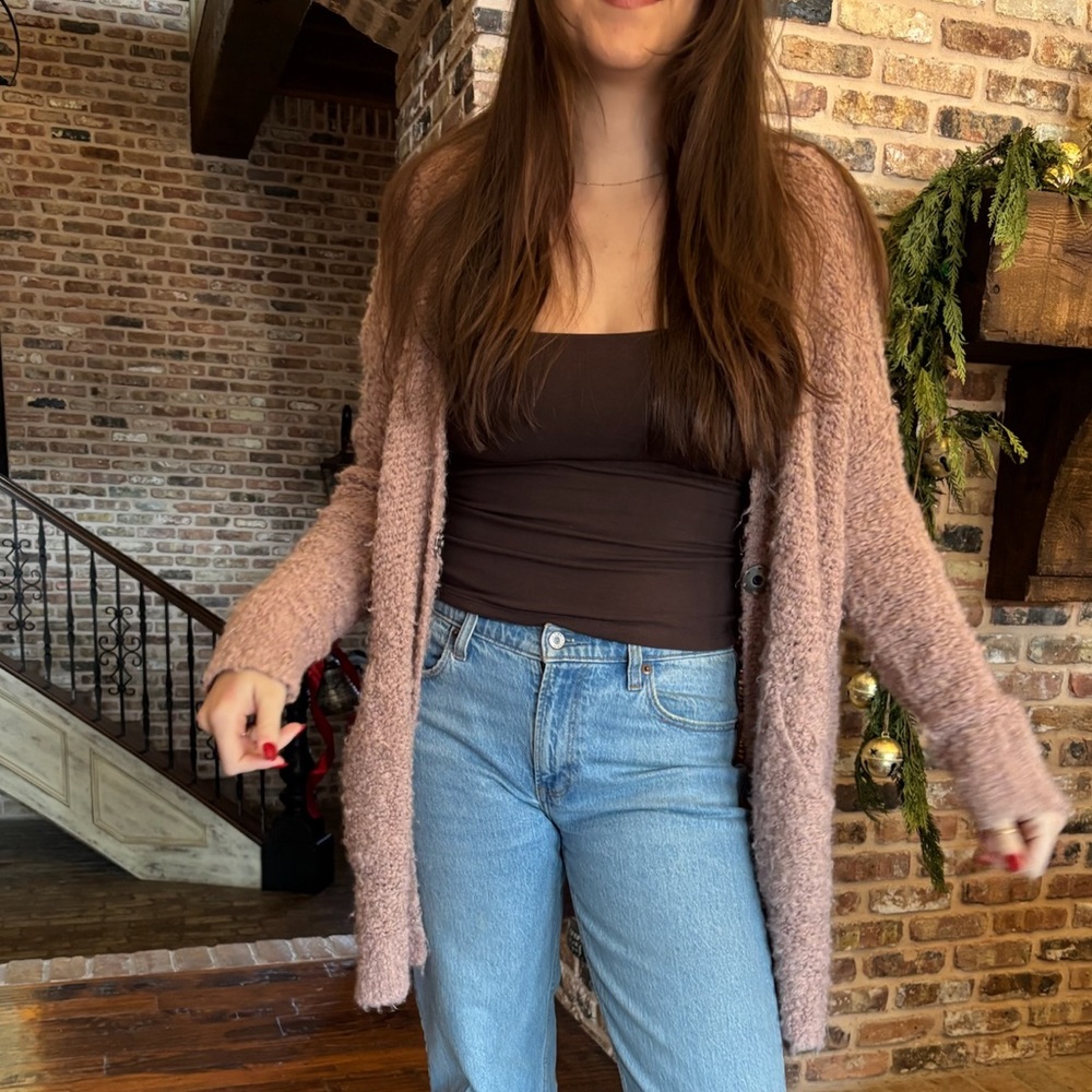 Oversized Free People Dusty Rose Cardigan